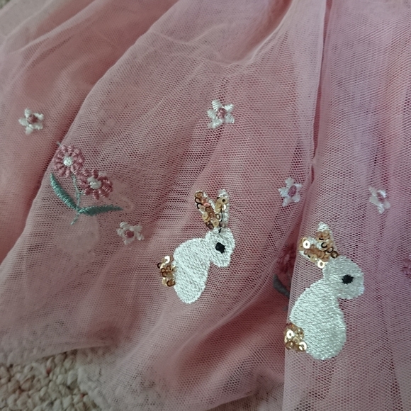 Sparkle Sisters by Couture Clips pink Pretty Bunny Embroidered Tutu size 3-4T - Picture 3 of 11
